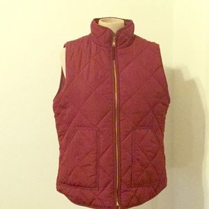 Like new J Crew burgundy quilted puffer vest